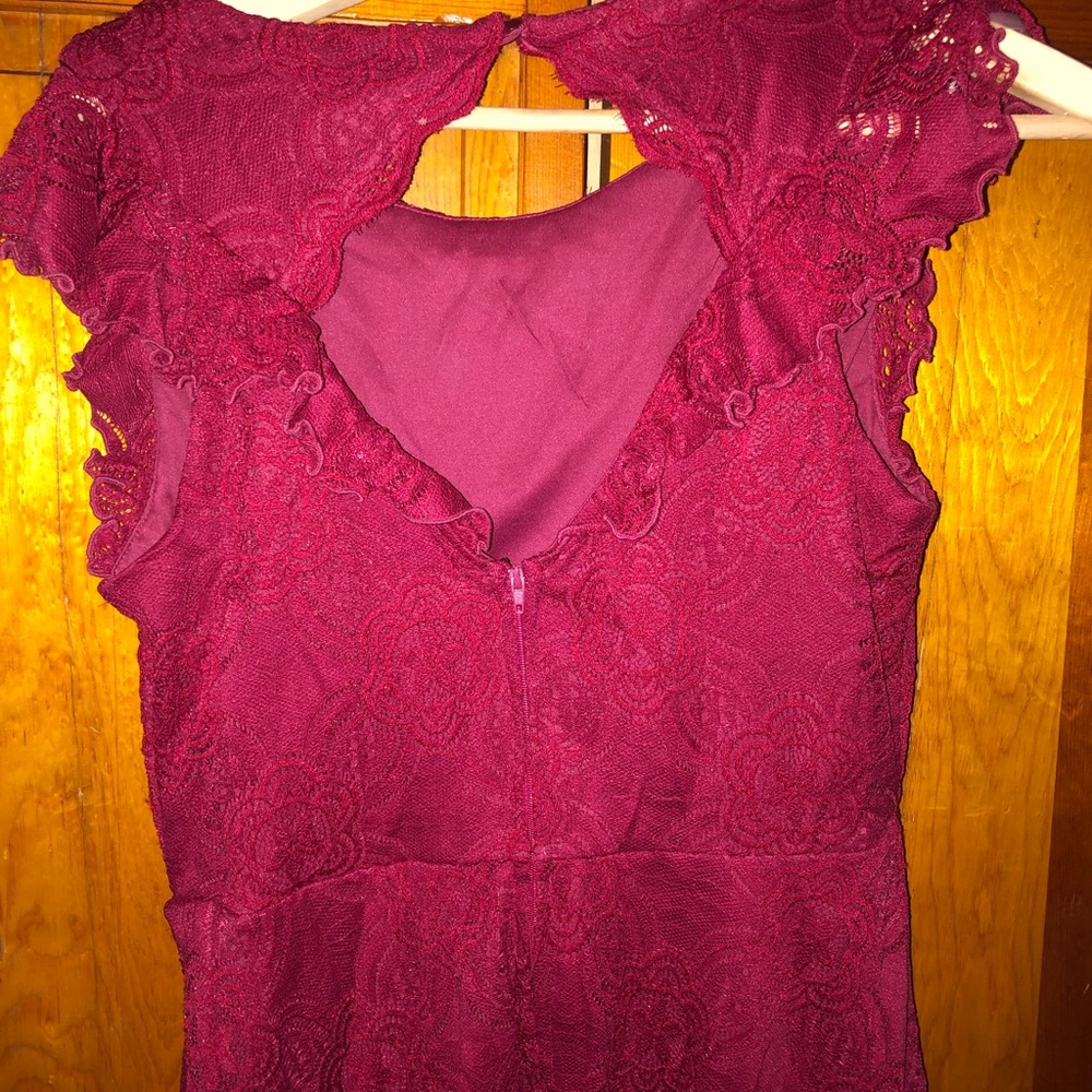 Wine Color Textured Dress - Picture 2 of 3